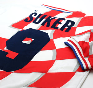 1998/01 SUKER #9 Croatia Vintage Lotto Home Football Shirt 40/42 (L) WC 98