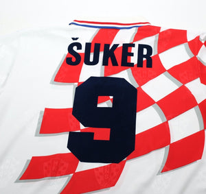 1998/01 SUKER #9 Croatia Vintage Lotto Home Football Shirt 40/42 (L) WC 98