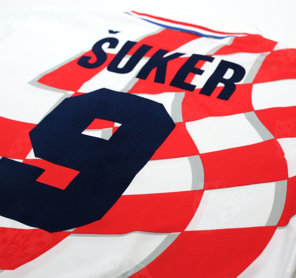 1998/01 SUKER #9 Croatia Vintage Lotto Home Football Shirt 40/42 (L) WC 98