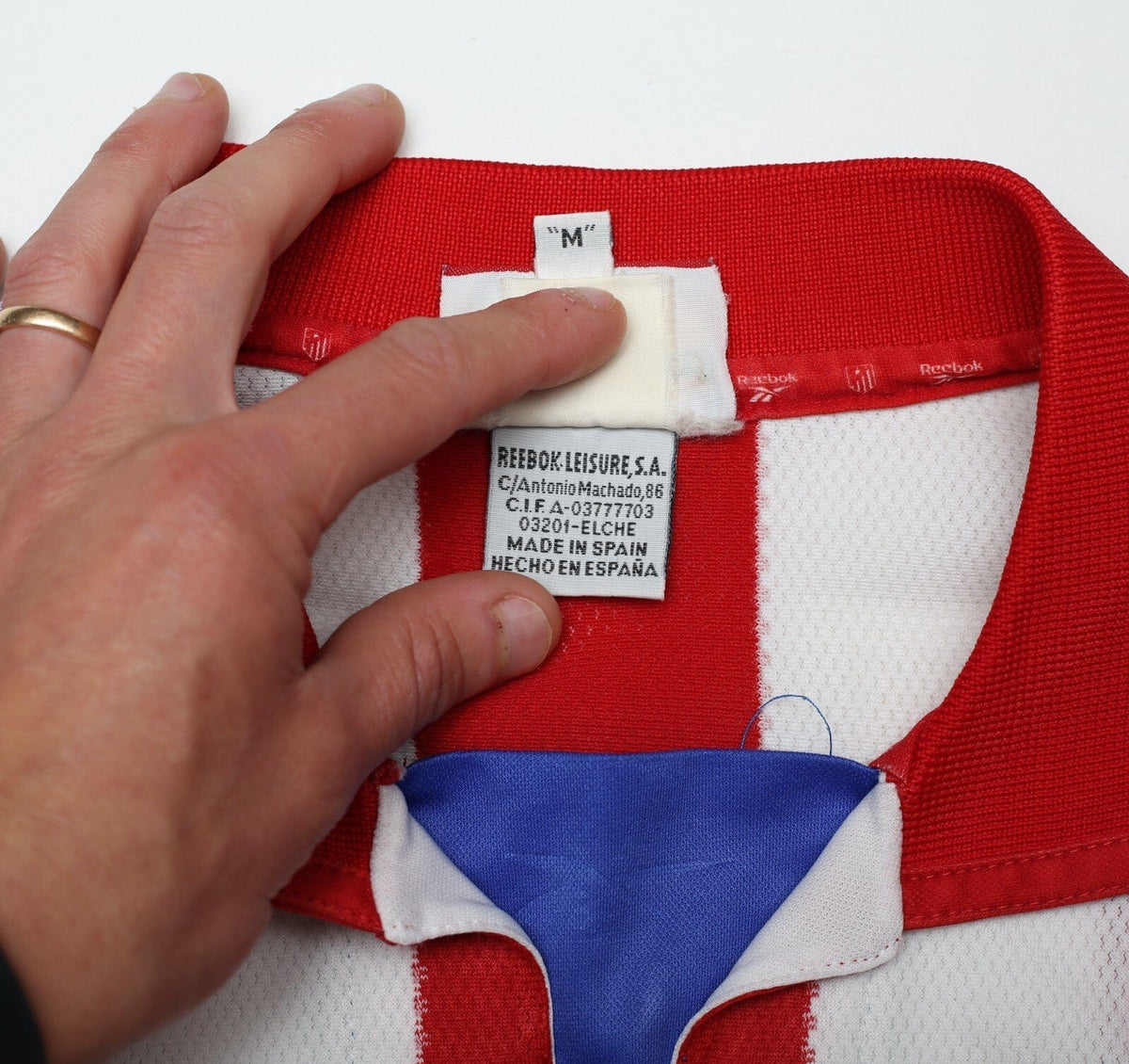 1998/99 ATLETICO MADRID Vintage Reebok Home Football Shirt (M)