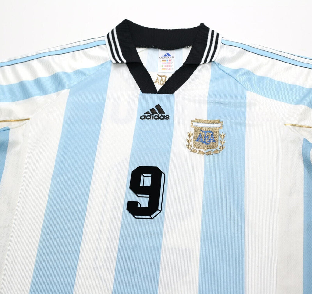 1998/99 BATISTUTA #9 Argentina Vintage adidas Home Football Shirt (M) WC 1998