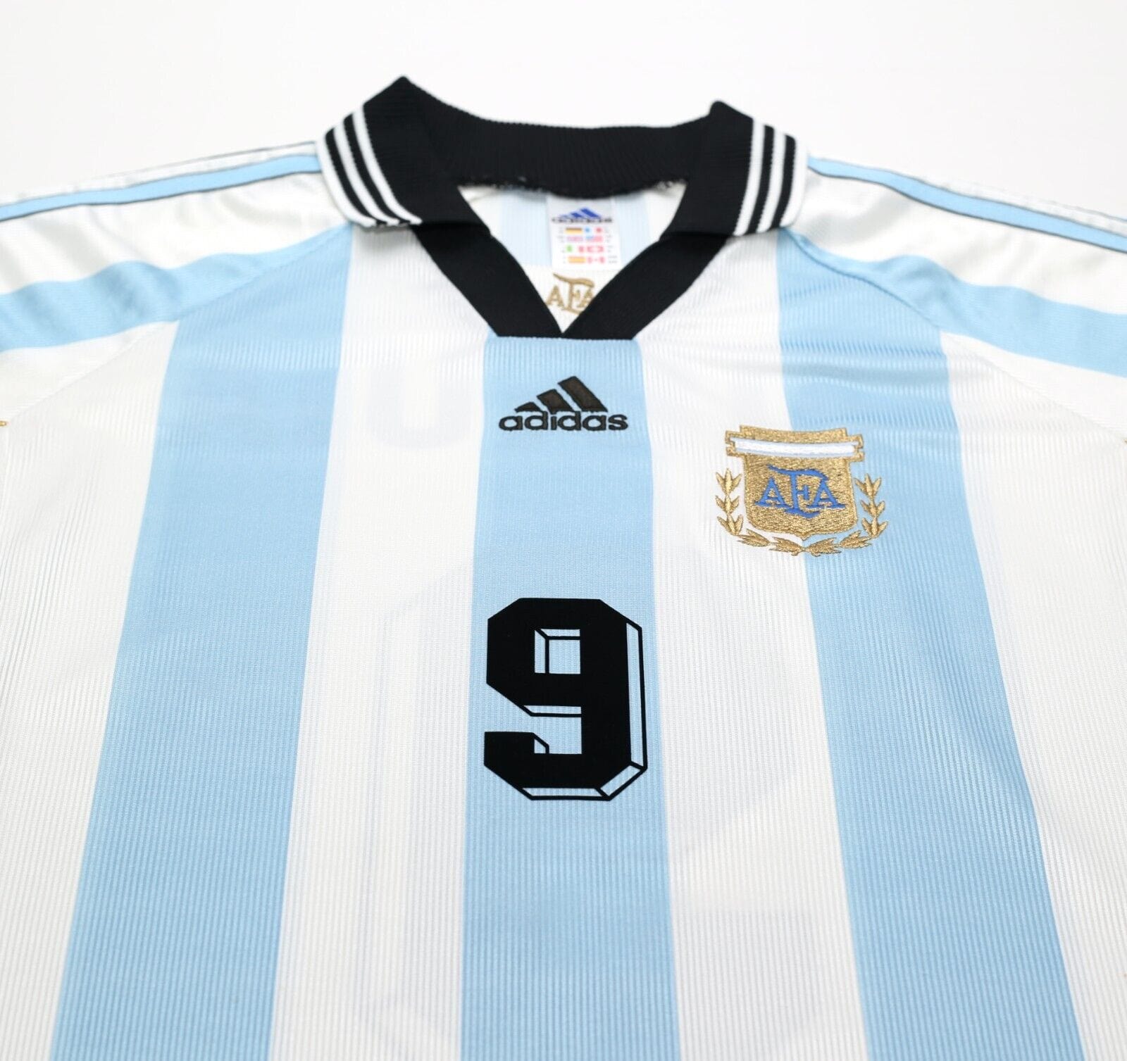 1998/99 BATISTUTA #9 Argentina Vintage adidas Home Football Shirt (M) WC 1998