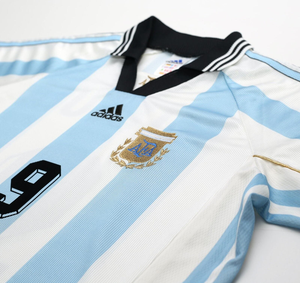 1998/99 BATISTUTA #9 Argentina Vintage adidas Home Football Shirt (M) WC 1998
