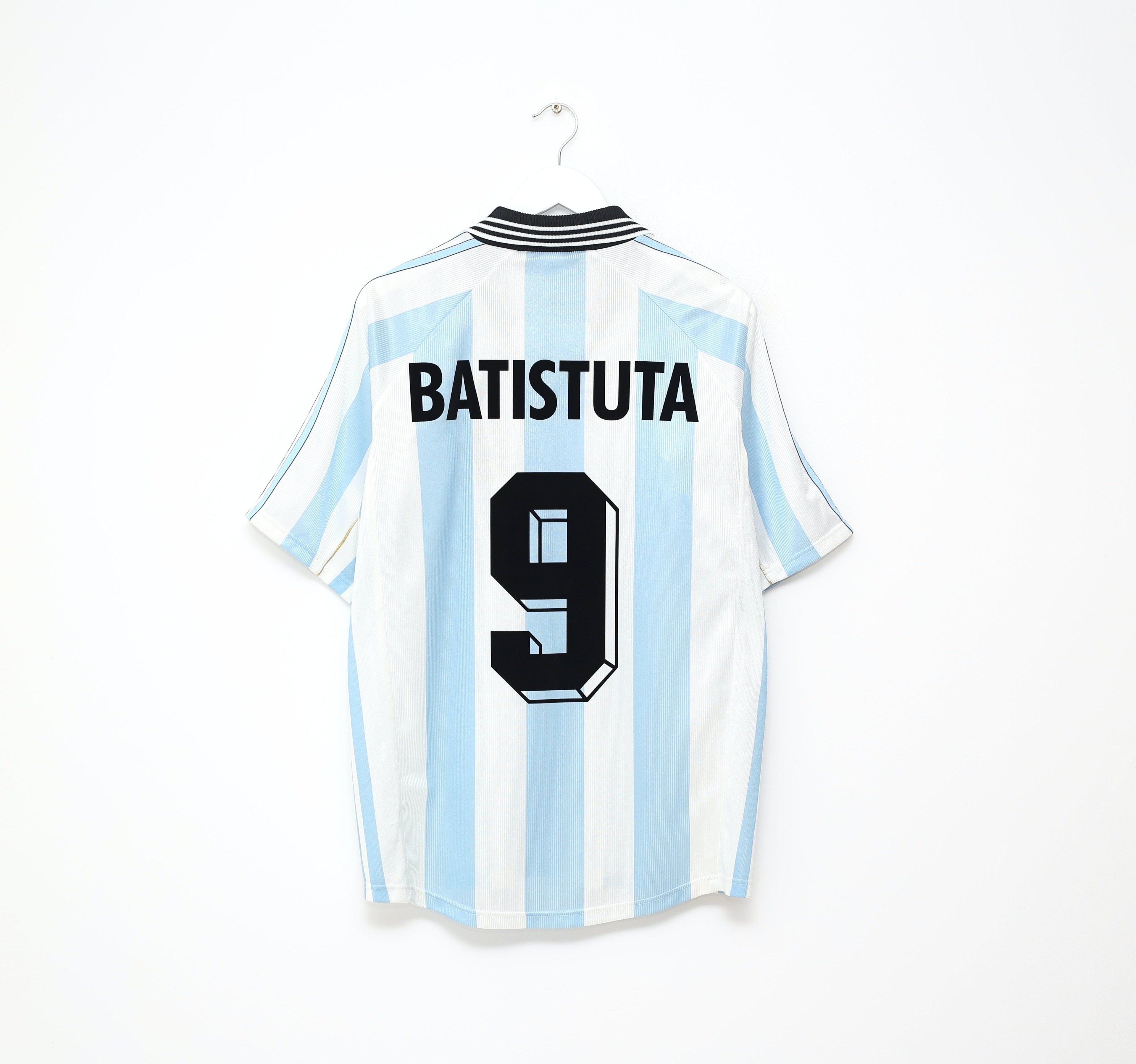 1998/99 BATISTUTA #9 Argentina Vintage adidas Home Football Shirt (M) WC 1998