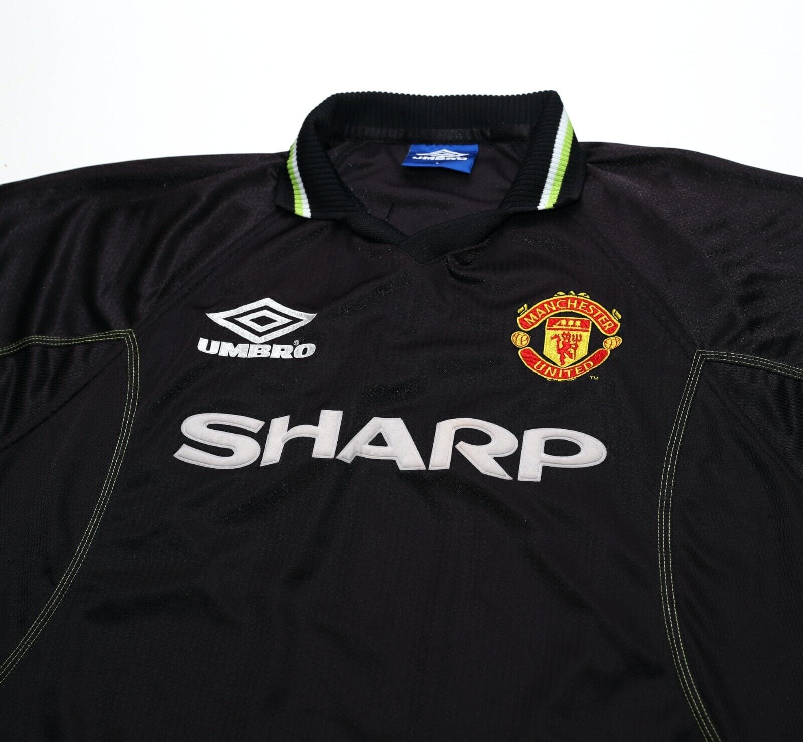 1998/99 BECKHAM #7 Manchester United Vintage Umbro Third Football Shirt (L)