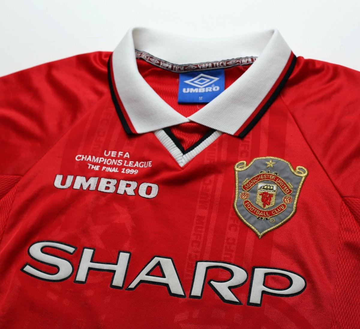 1998/99 BECKHAM #7 Manchester United Vintage Umbro UCL FINAL Football Shirt (M)
