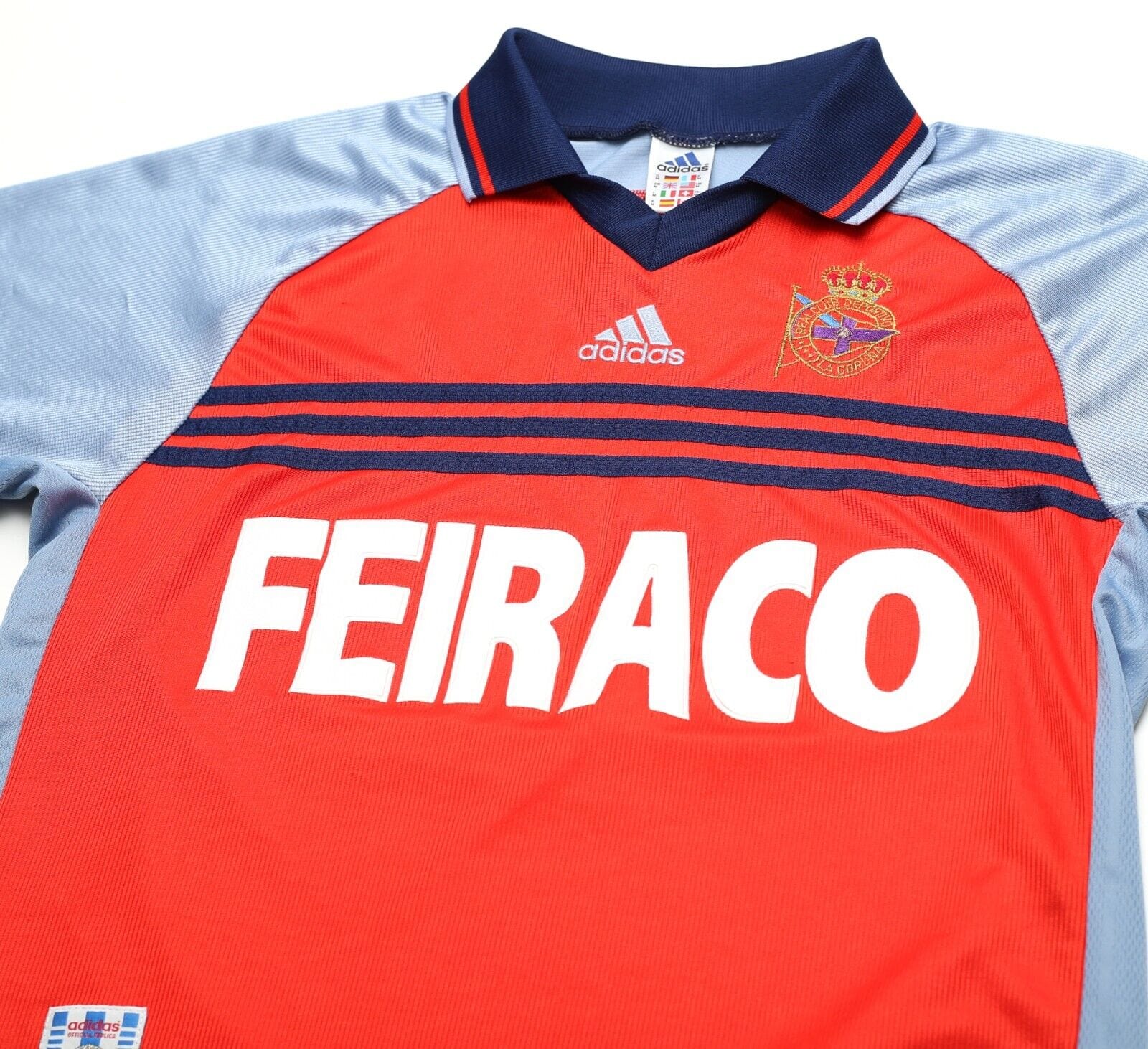 1998/99 DEPORTIVO LA CORUNA Vintage adidas Home Football Shirt Jersey (M)