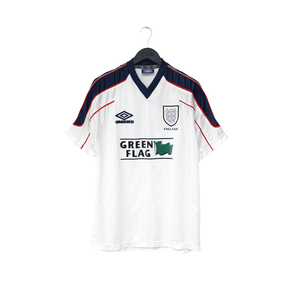 1998/99 ENGLAND Vintage Green Flag Umbro Football Training Shirt Top (L)