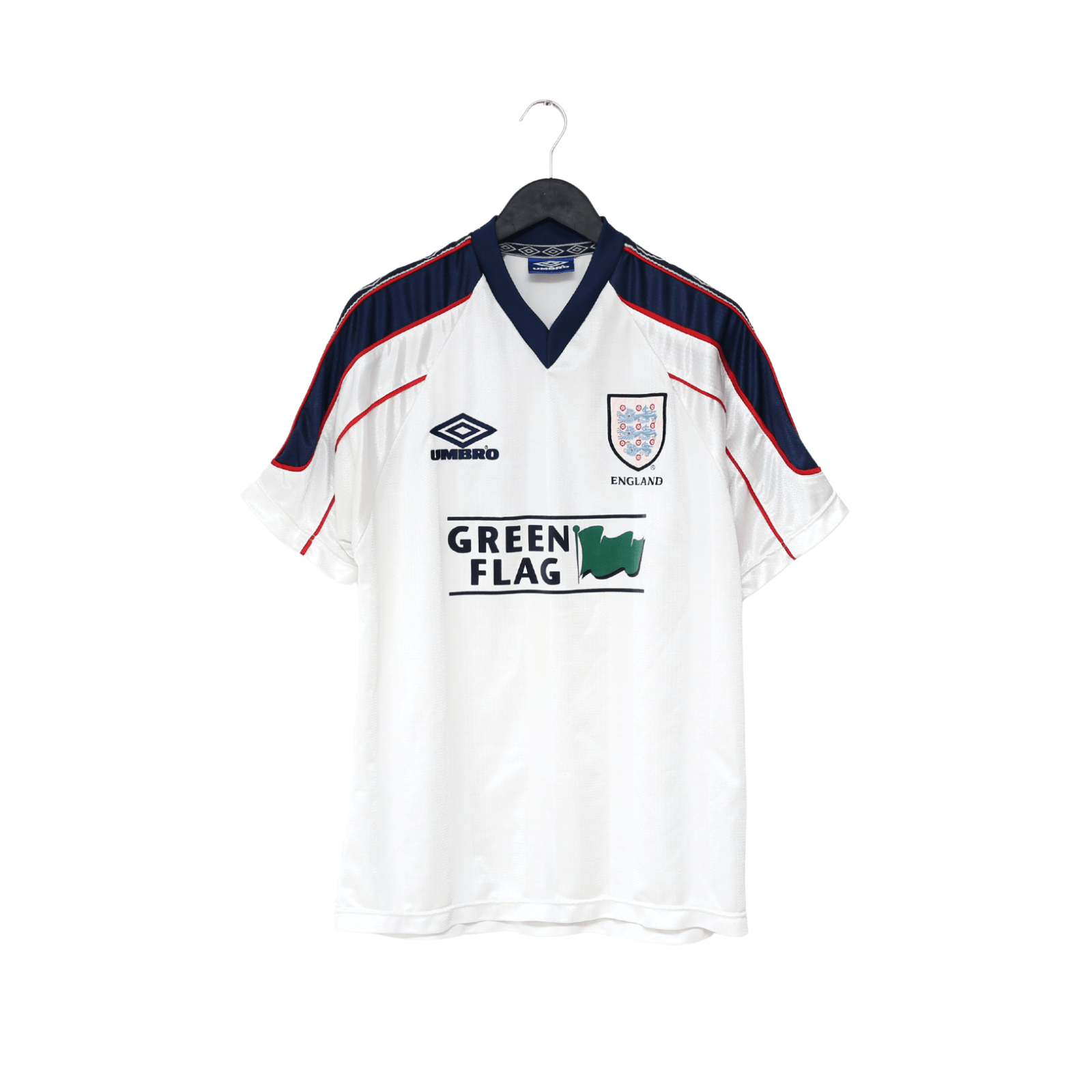1998/99 ENGLAND Vintage Green Flag Umbro Football Training Shirt Top (L)