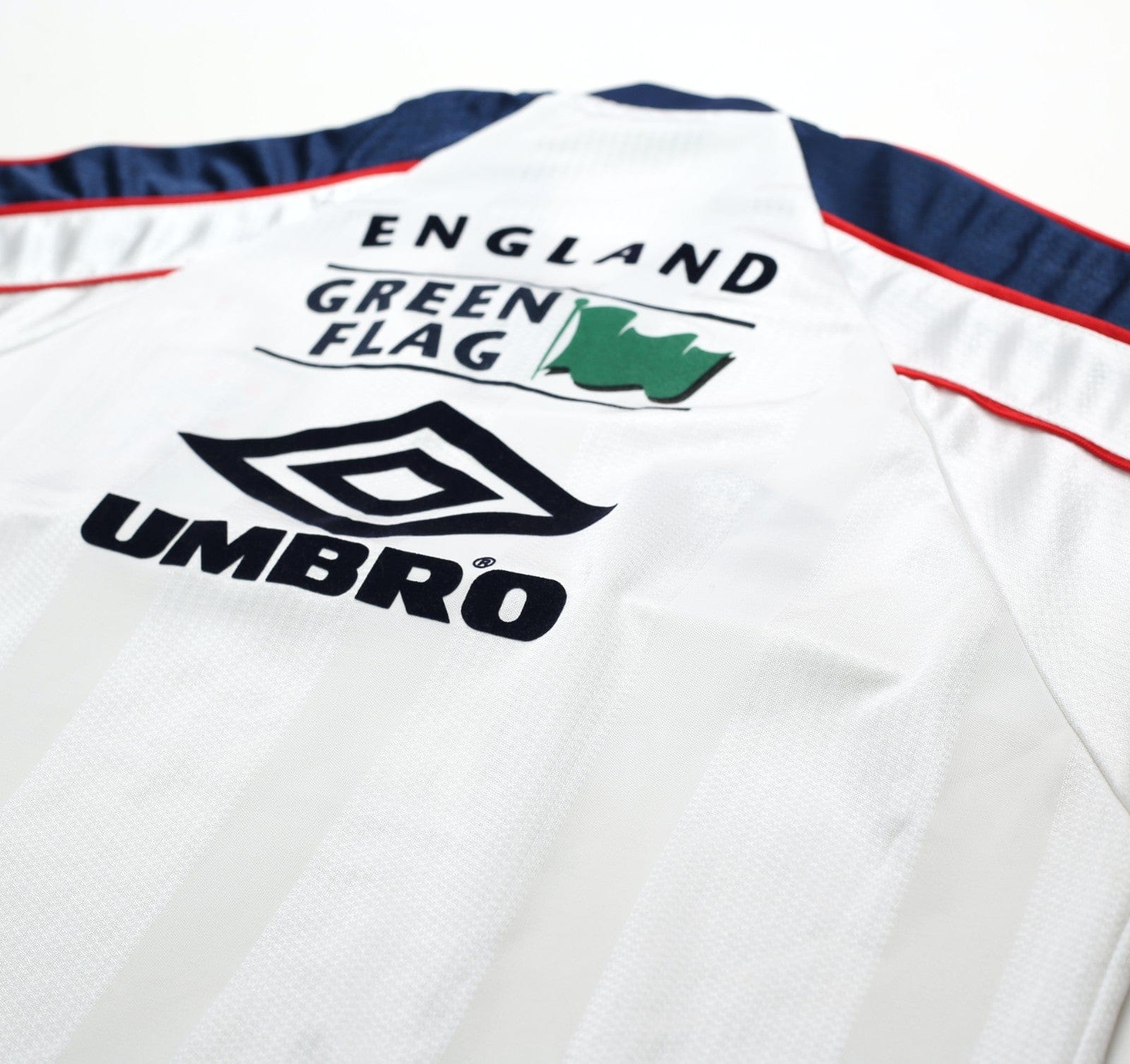 1998/99 ENGLAND Vintage Green Flag Umbro Football Training Shirt Top (L)