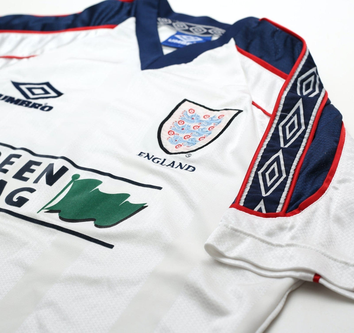 1998/99 ENGLAND Vintage Green Flag Umbro Football Training Shirt Top (L)