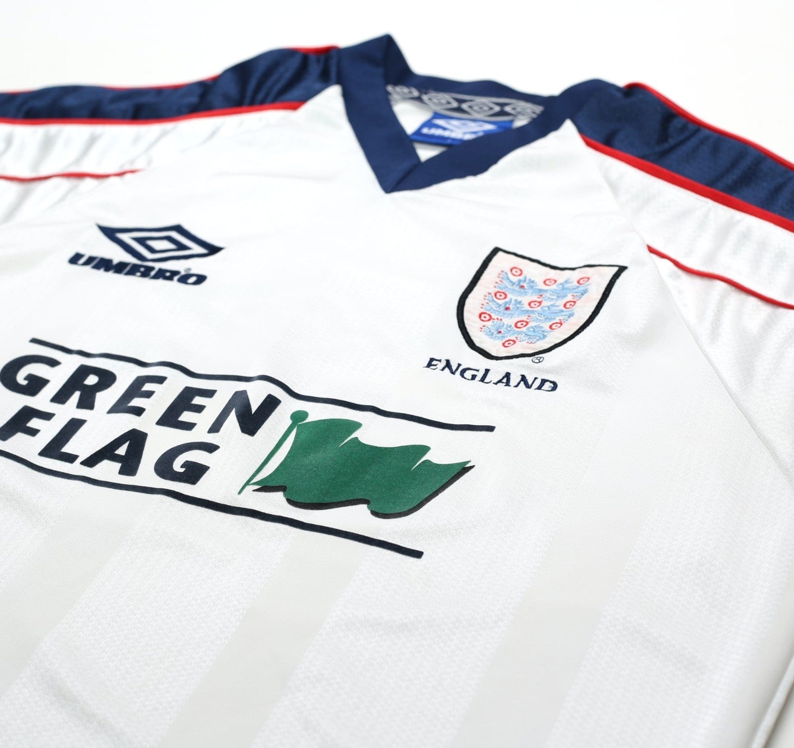 1998/99 ENGLAND Vintage Green Flag Umbro Football Training Shirt Top (L)
