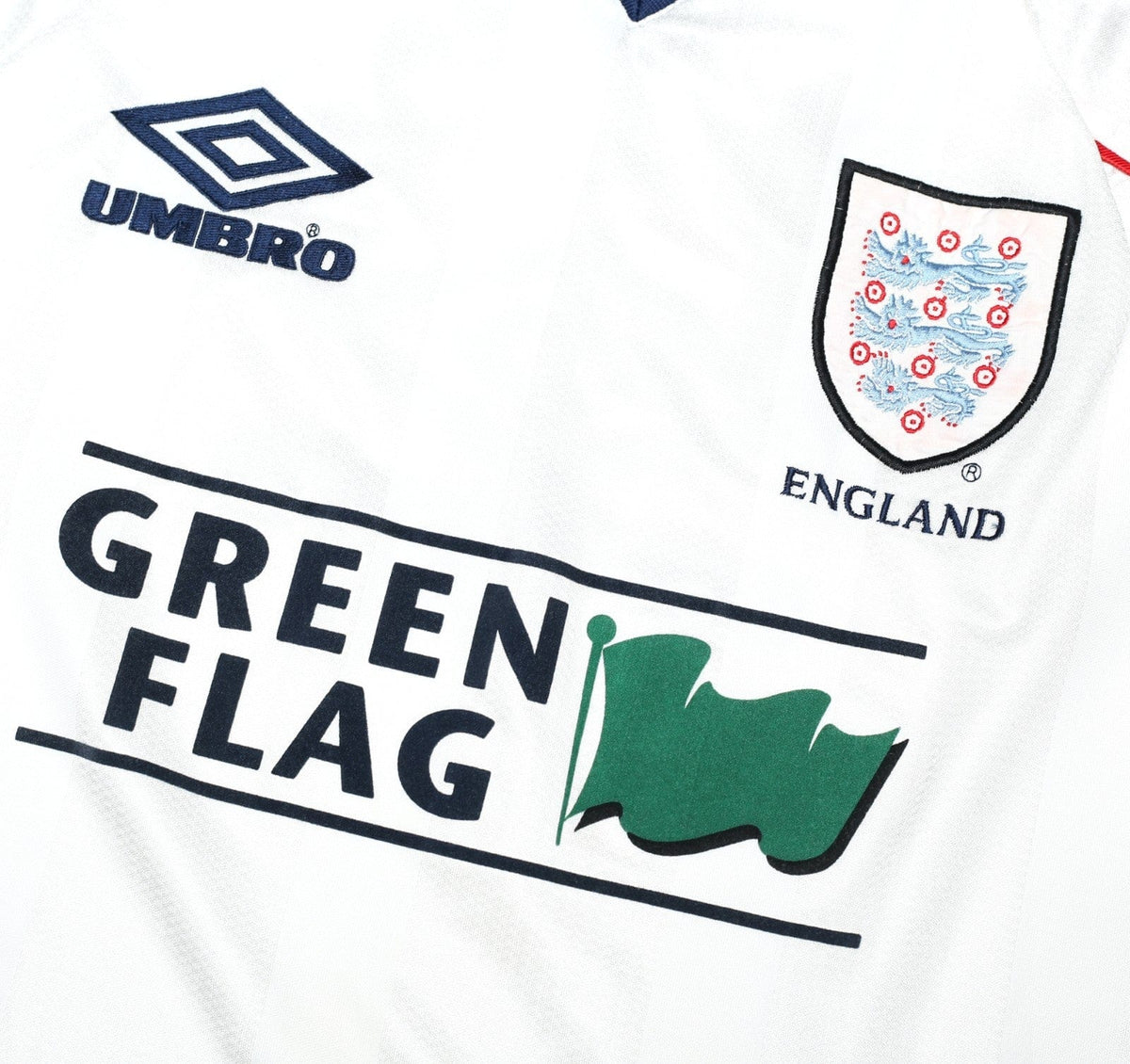 1998/99 ENGLAND Vintage Green Flag Umbro Football Training Shirt Top (L)