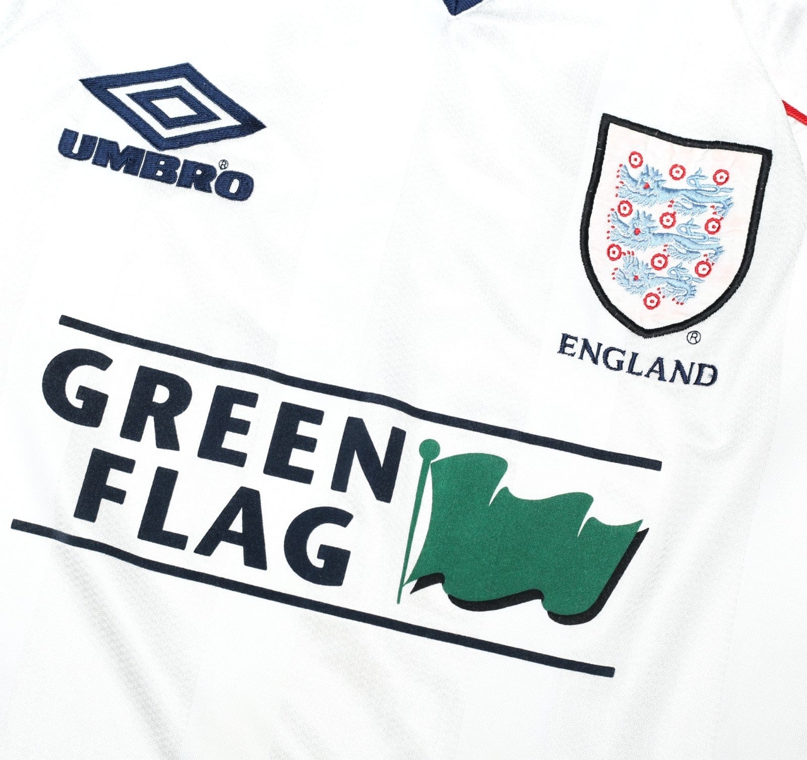 1998/99 ENGLAND Vintage Green Flag Umbro Football Training Shirt Top (L)