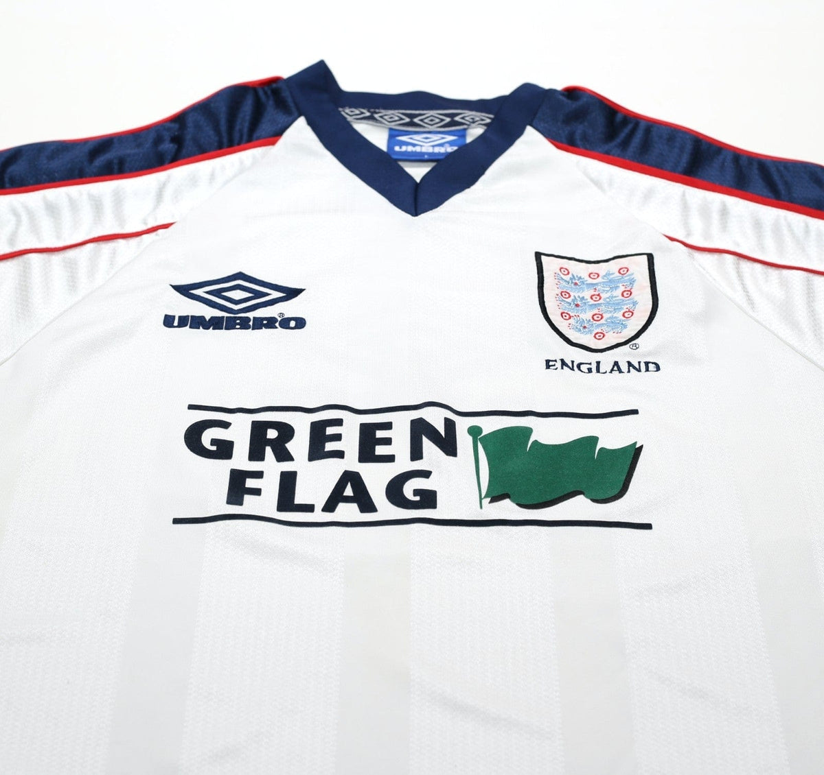 1998/99 ENGLAND Vintage Green Flag Umbro Football Training Shirt Top (L)