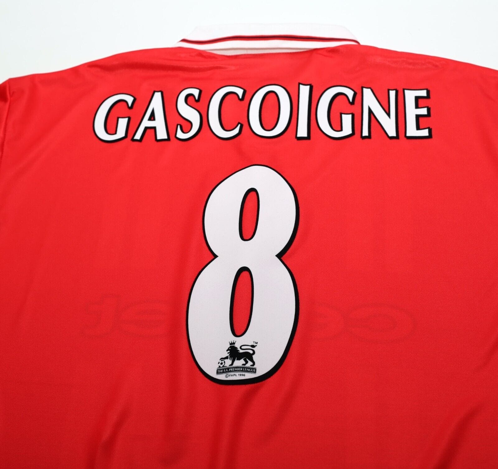 1998/99 GASCOIGNE #8 Middlesbrough Vintage Errea Home Football Shirt (L)