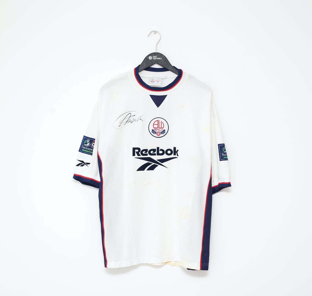 1998/99 GUNNLAUGSSON #11 Bolton Wanderers Reebok Football Shirt (XL) MATCH WORN