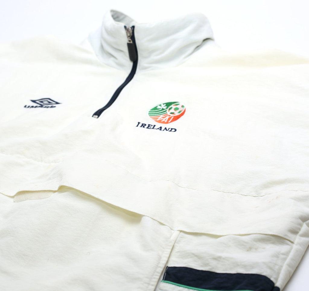 1998/99 IRELAND Vintage Umbro 1/4 Zip Football Training Jacket (L)