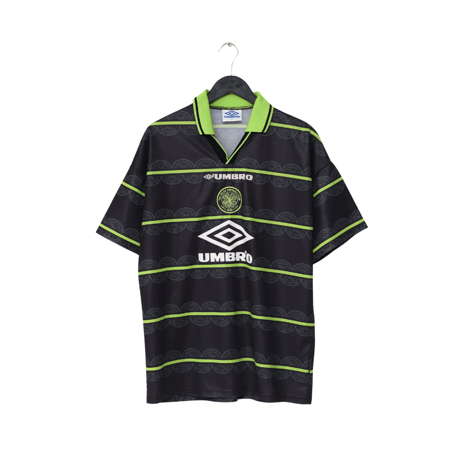 1998/99 LARSSON #7 Celtic Vintage Umbro Away Football Shirt (L)