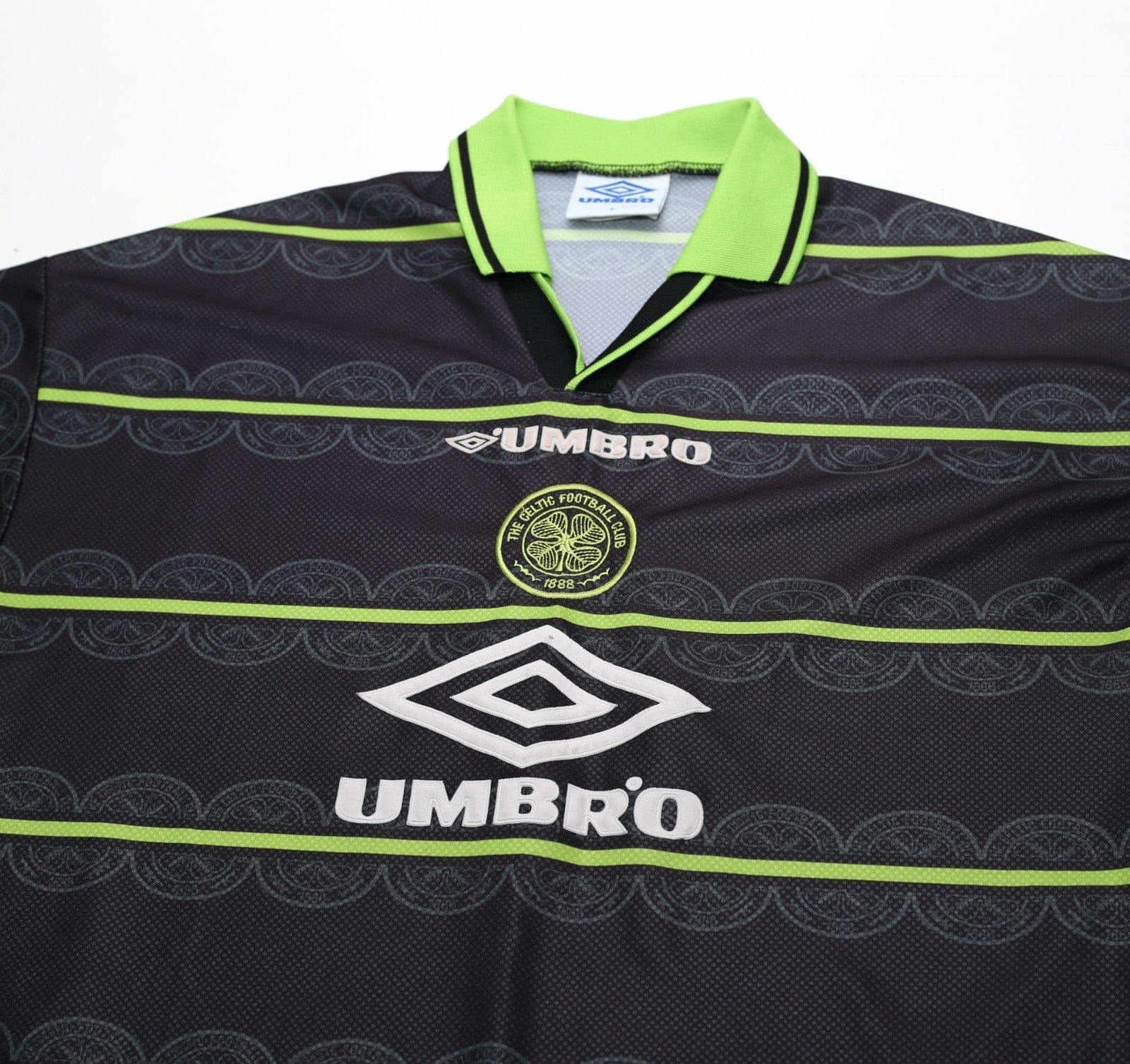 1998/99 LARSSON #7 Celtic Vintage Umbro Away Football Shirt (L)