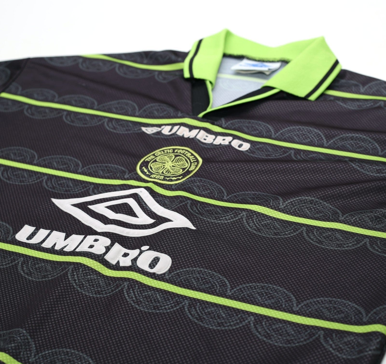 1998/99 LARSSON #7 Celtic Vintage Umbro Away Football Shirt (L)