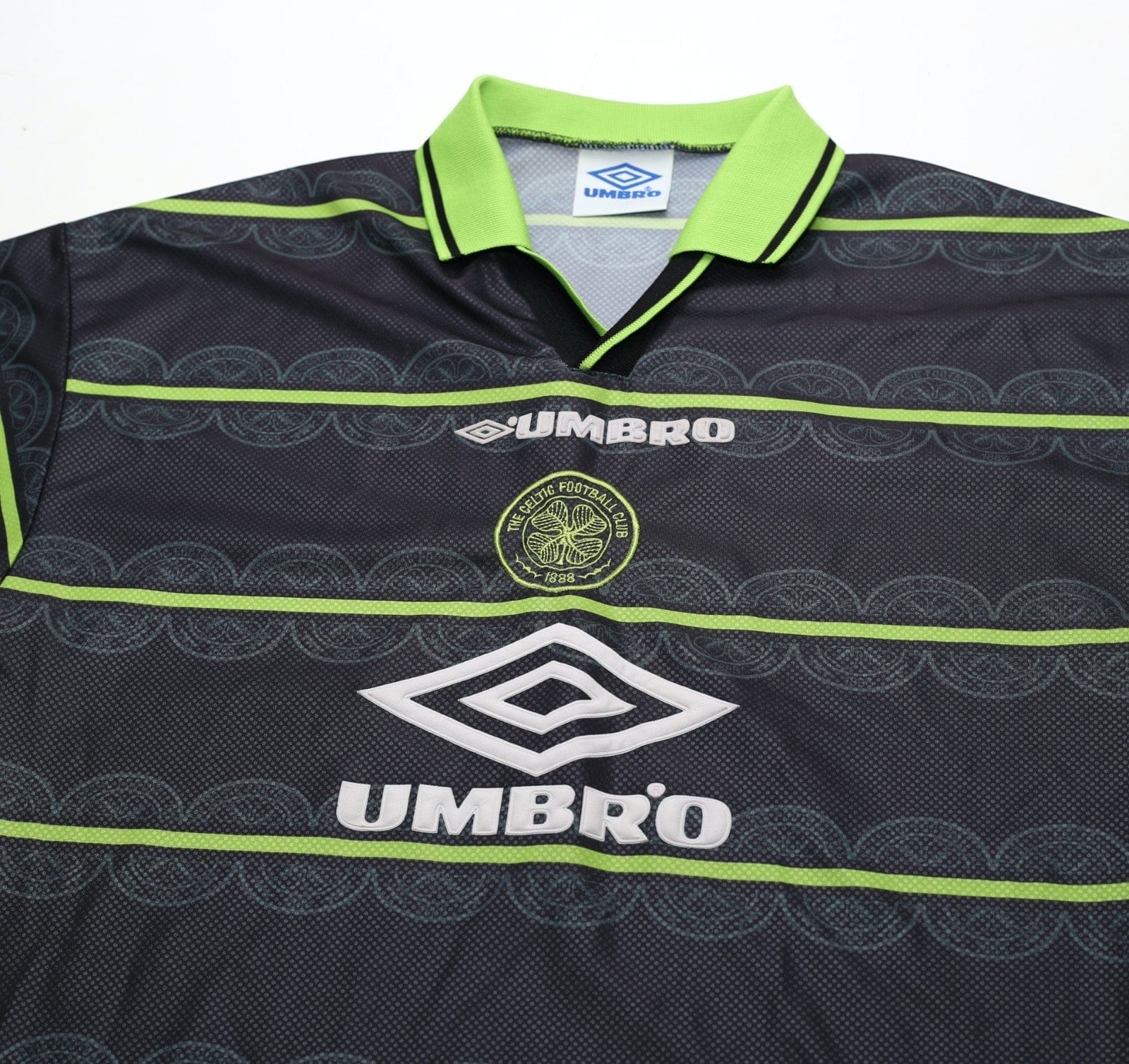 1998/99 LARSSON #7 Celtic Vintage Umbro Away Football Shirt (M)
