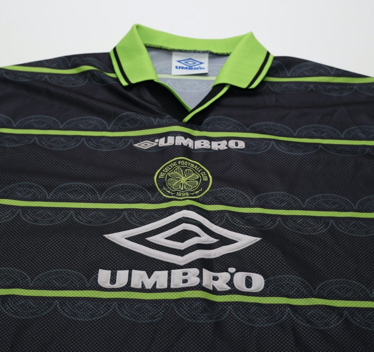 1998/99 LARSSON #7 Celtic Vintage Umbro Away Football Shirt (M)