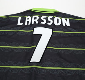 1998/99 LARSSON #7 Celtic Vintage Umbro Away Football Shirt (M)