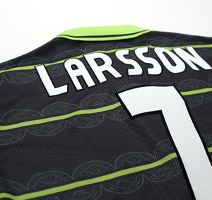 1998/99 LARSSON #7 Celtic Vintage Umbro Away Football Shirt (M)
