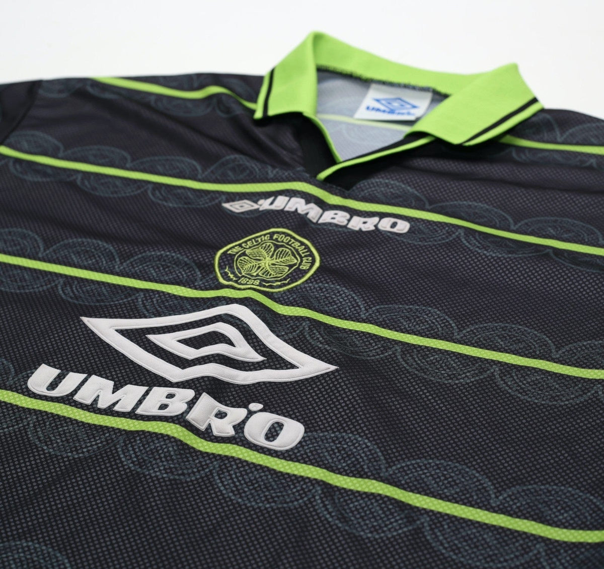 1998/99 LARSSON #7 Celtic Vintage Umbro Away Football Shirt (M)