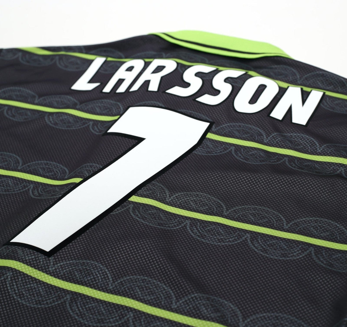 1998/99 LARSSON #7 Celtic Vintage Umbro Away Football Shirt (M)