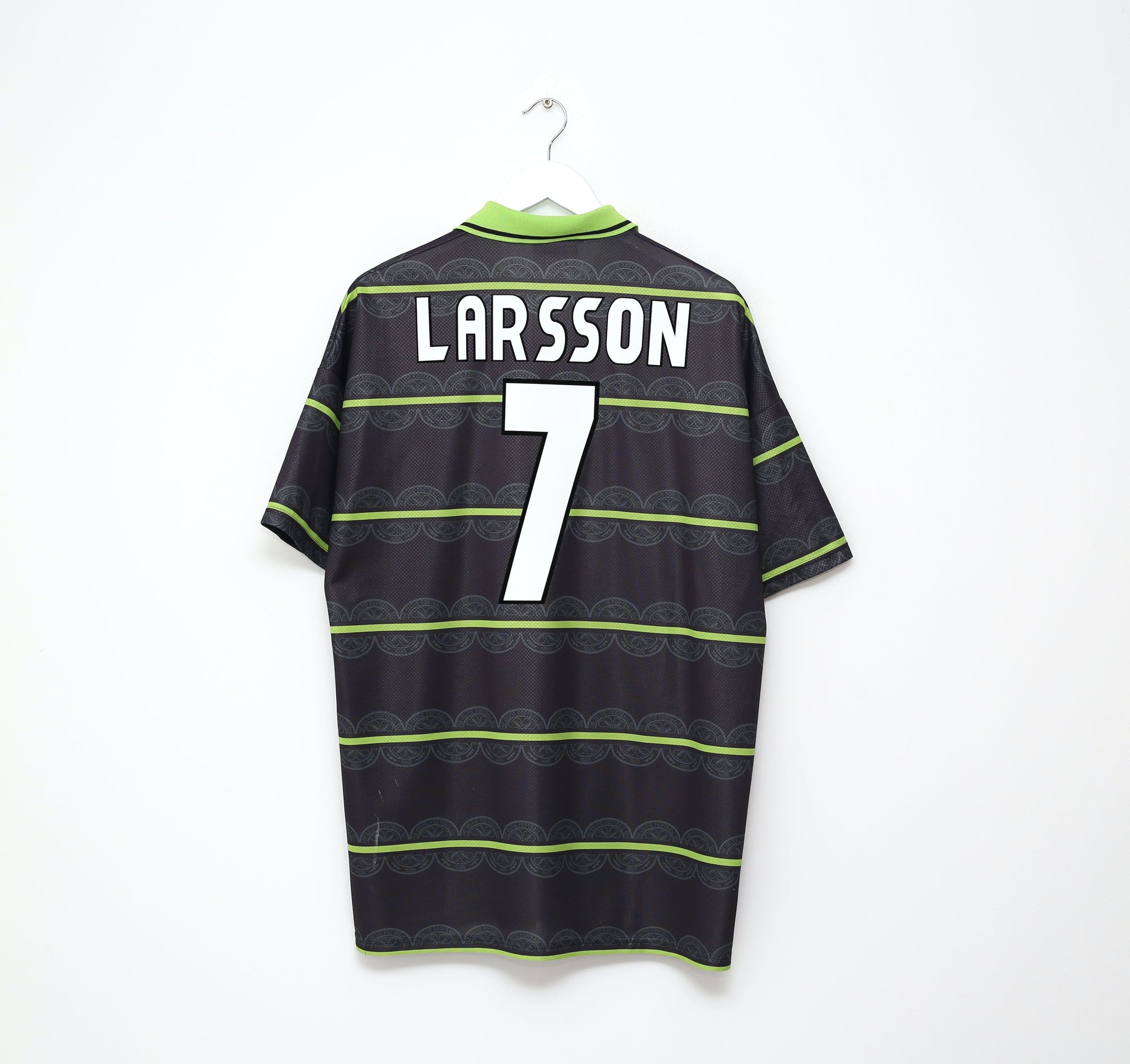 1998/99 LARSSON #7 Celtic Vintage Umbro Away Football Shirt (XL)