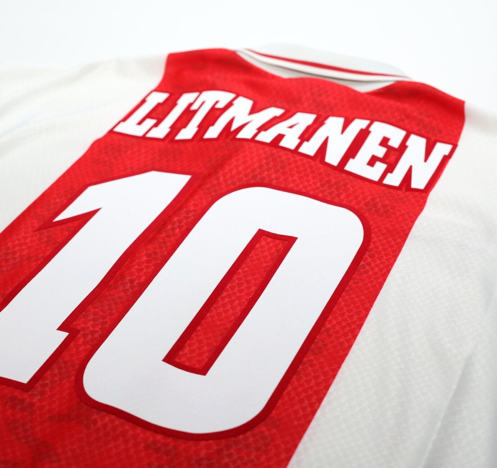 1998/99 LITMANEN #10 Ajax Vintage Umbro Home Football Shirt (M) Finland