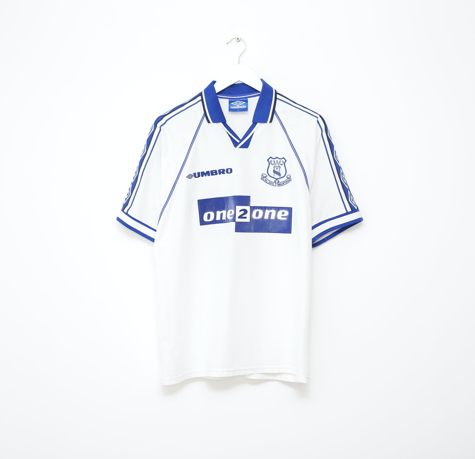 1998/99 MATERAZZI #15 Everton Vintage Umbro Away Football Shirt (L) Italy Inter