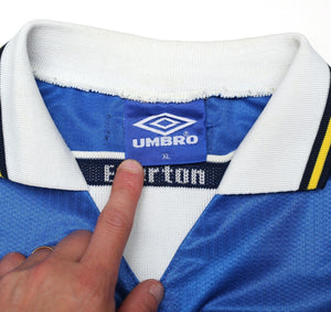1998/99 MATERAZZI #15 Everton Vintage Umbro Home Football Shirt (L/XL)