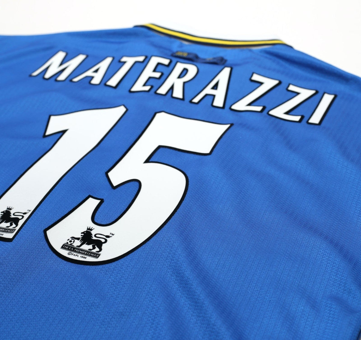 1998/99 MATERAZZI #15 Everton Vintage Umbro Home Football Shirt (L/XL)