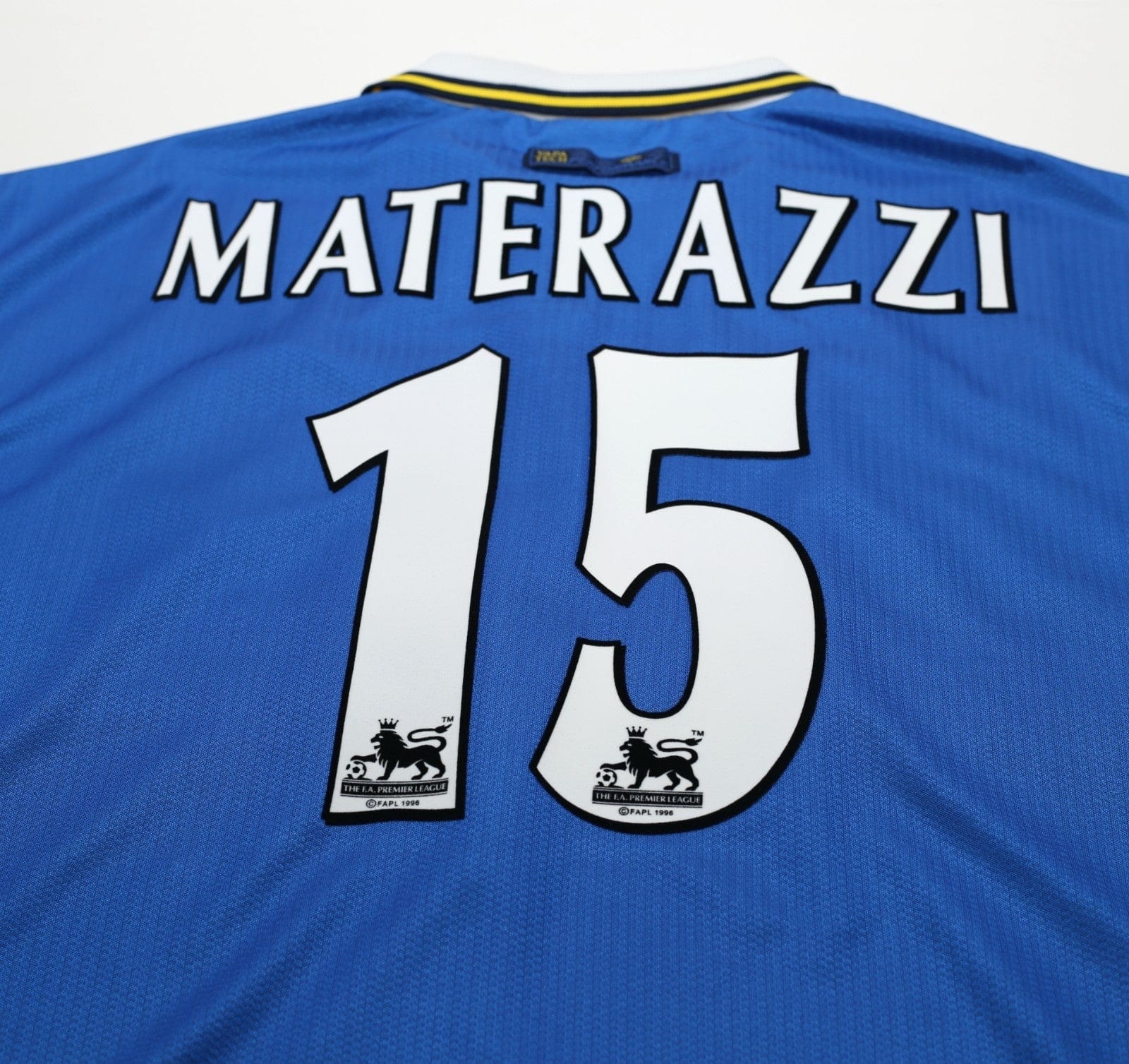 1998/99 MATERAZZI #15 Everton Vintage Umbro Home Football Shirt (L/XL)