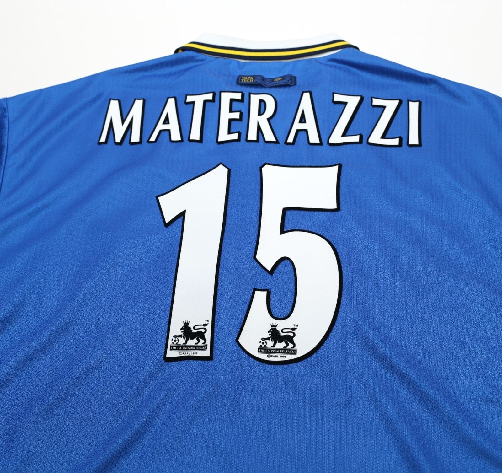 1998/99 MATERAZZI #15 Everton Vintage Umbro Home Football Shirt (L/XL)