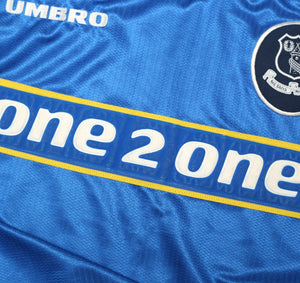 1998/99 MATERAZZI #15 Everton Vintage Umbro Home Football Shirt (L/XL)