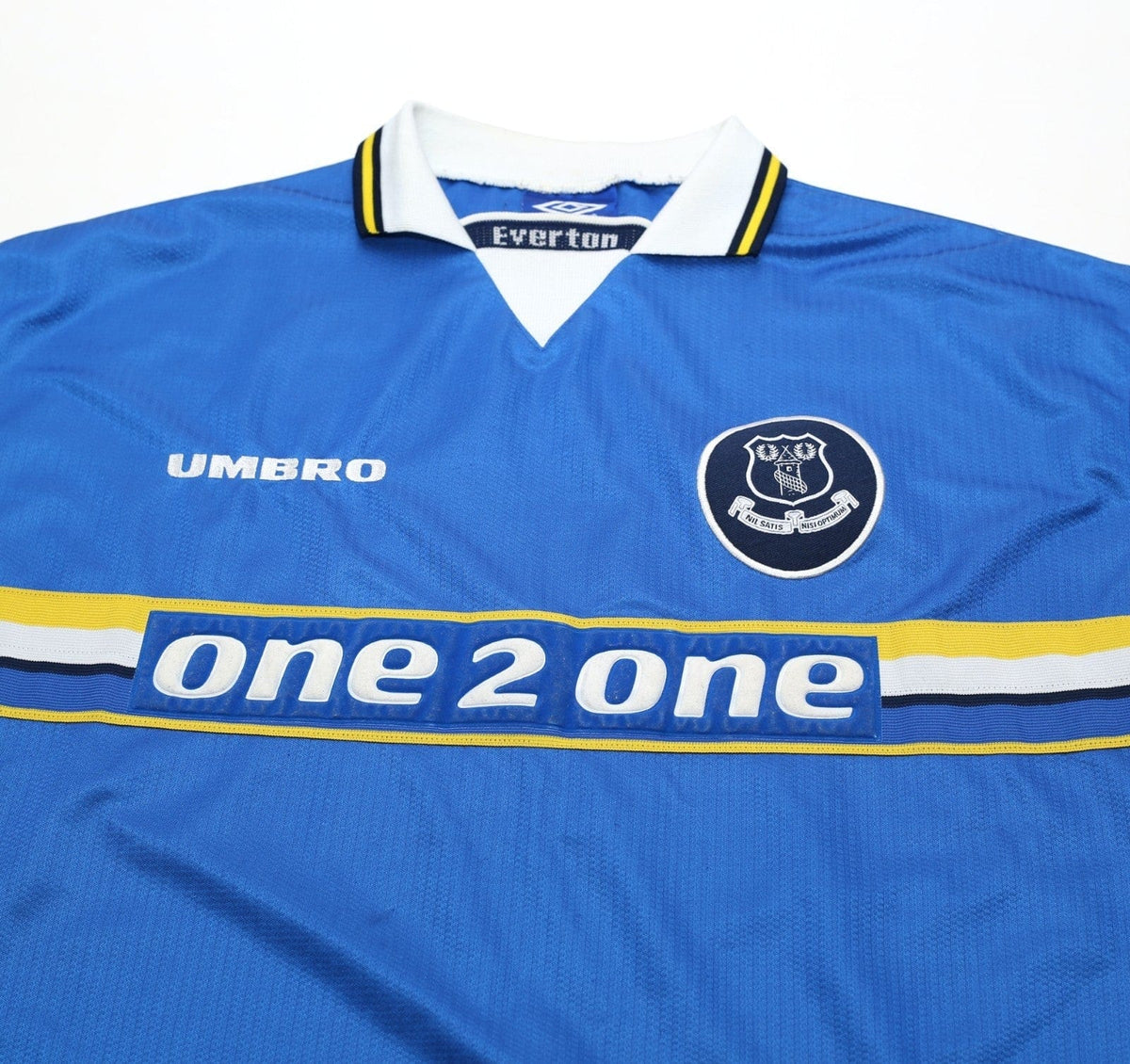 1998/99 MATERAZZI #15 Everton Vintage Umbro Home Football Shirt (L/XL)