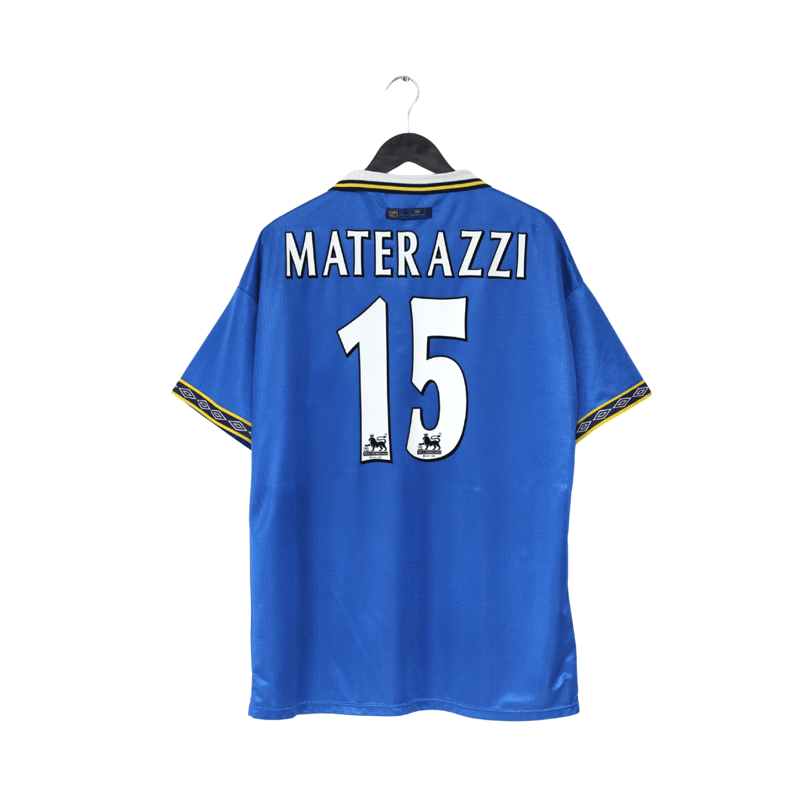 1998/99 MATERAZZI #15 Everton Vintage Umbro Home Football Shirt (L/XL)