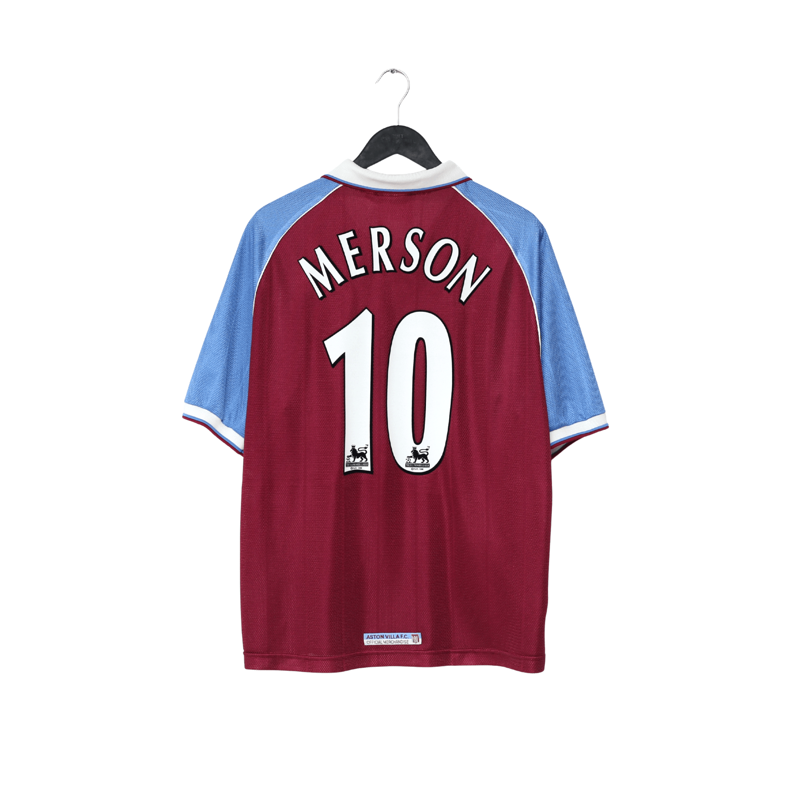 1998/99 MERSON #10 Aston Villa Vintage Reebok Home Football Shirt (L)