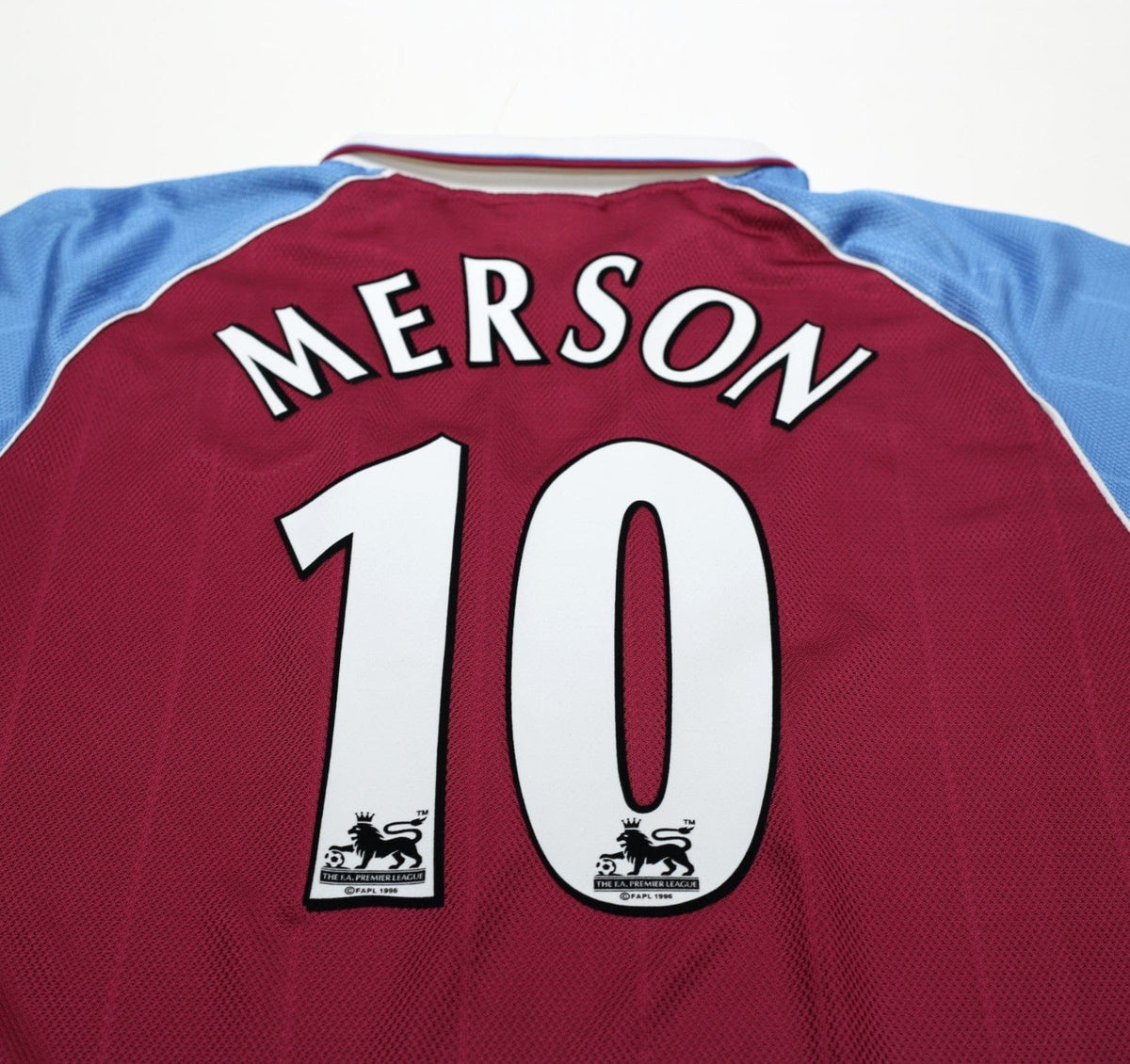 1998/99 MERSON #10 Aston Villa Vintage Reebok Home Football Shirt (L)