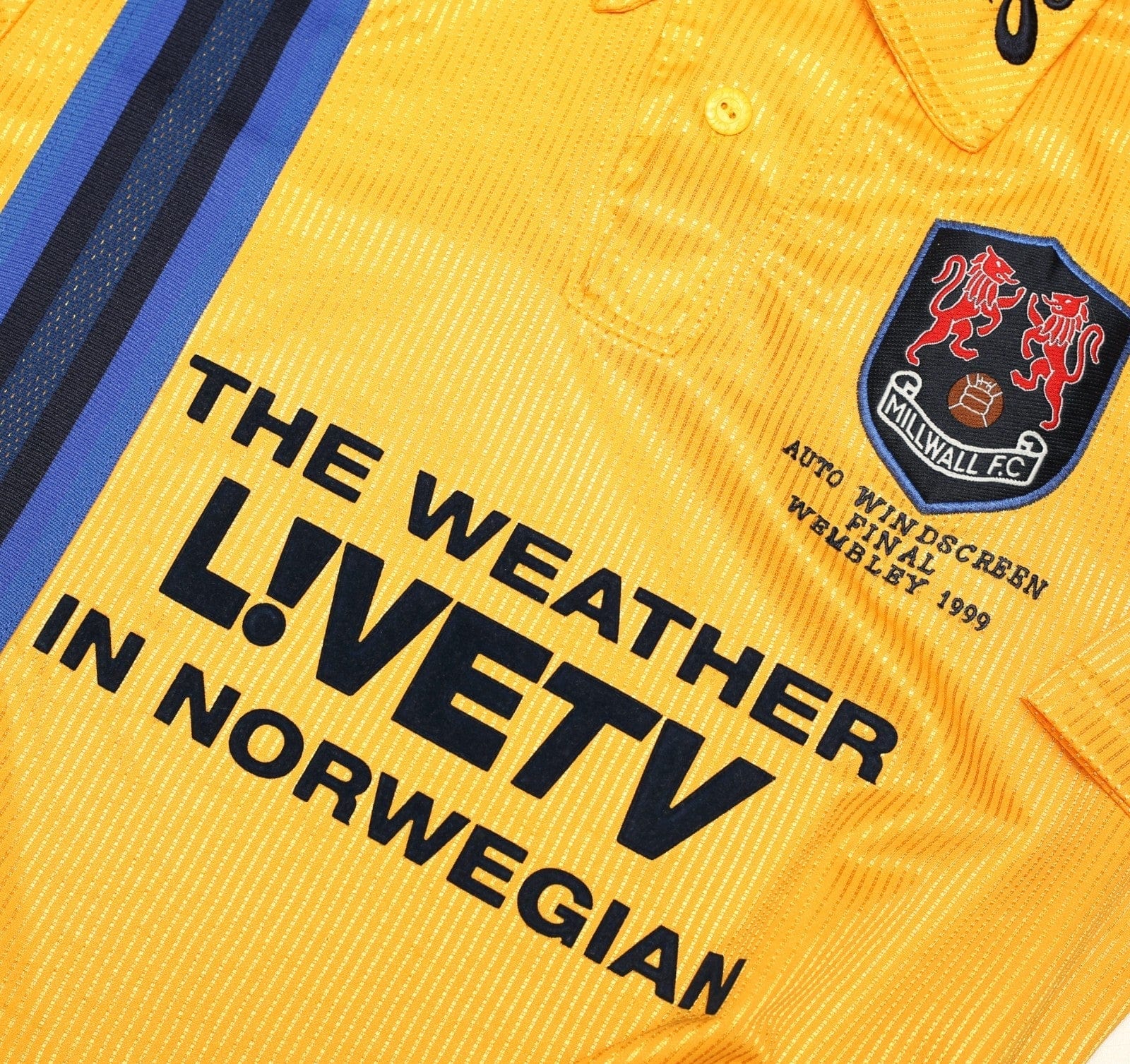 1998/99 MILLWALL Vintage Asics 'Auto Windscreen Final' Away Football Shirt (M)