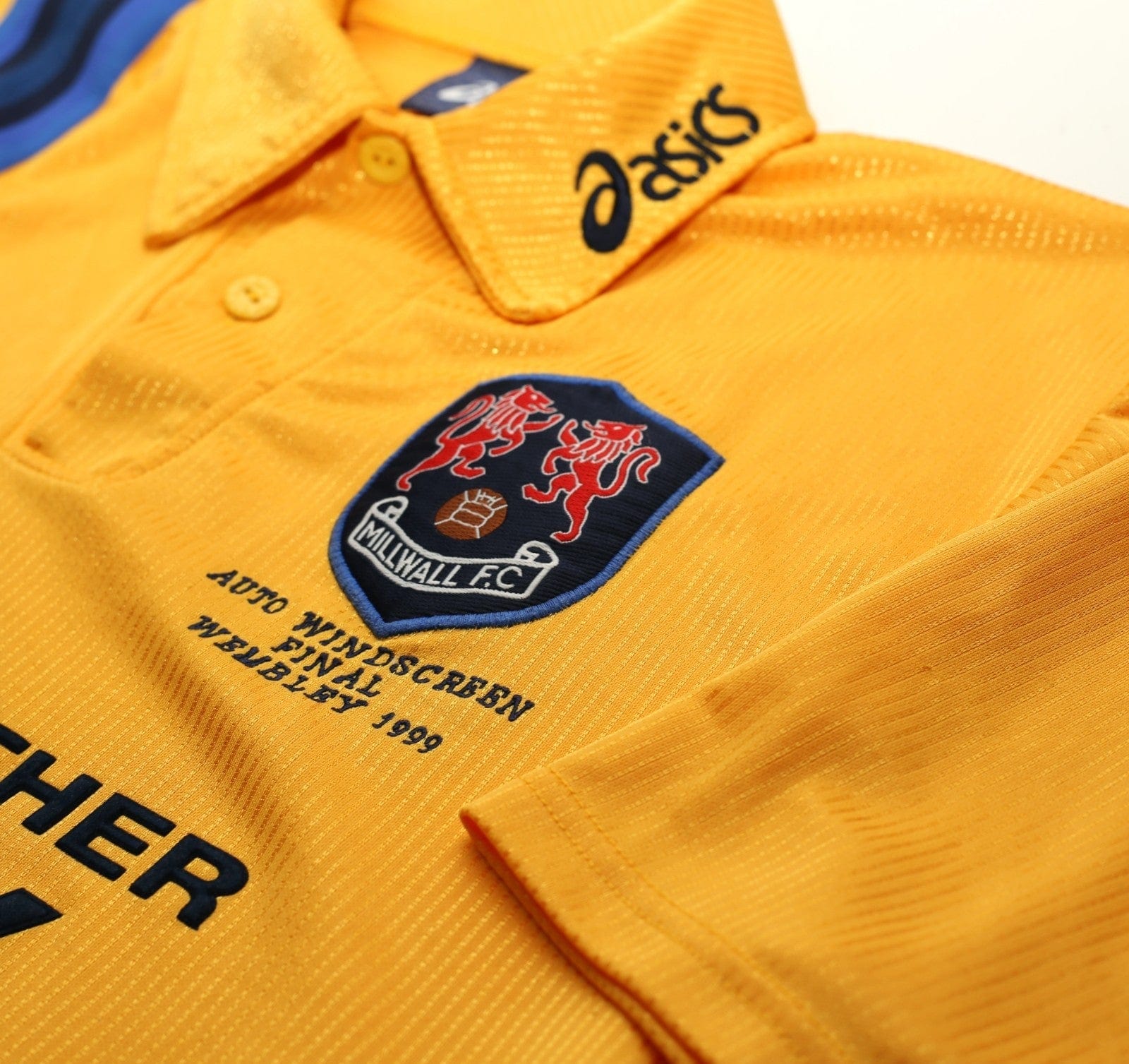 1998/99 MILLWALL Vintage Asics 'Auto Windscreen Final' Away Football Shirt (M)