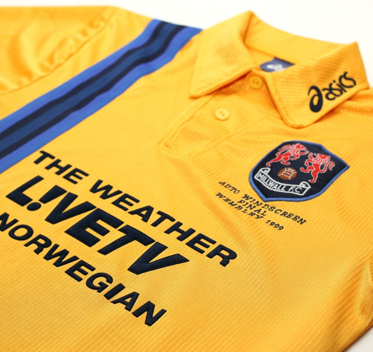 1998/99 MILLWALL Vintage Asics 'Auto Windscreen Final' Away Football Shirt (M)