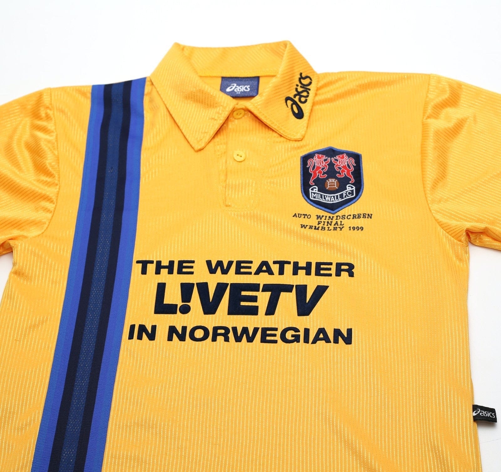 1998/99 MILLWALL Vintage Asics 'Auto Windscreen Final' Away Football Shirt (M)