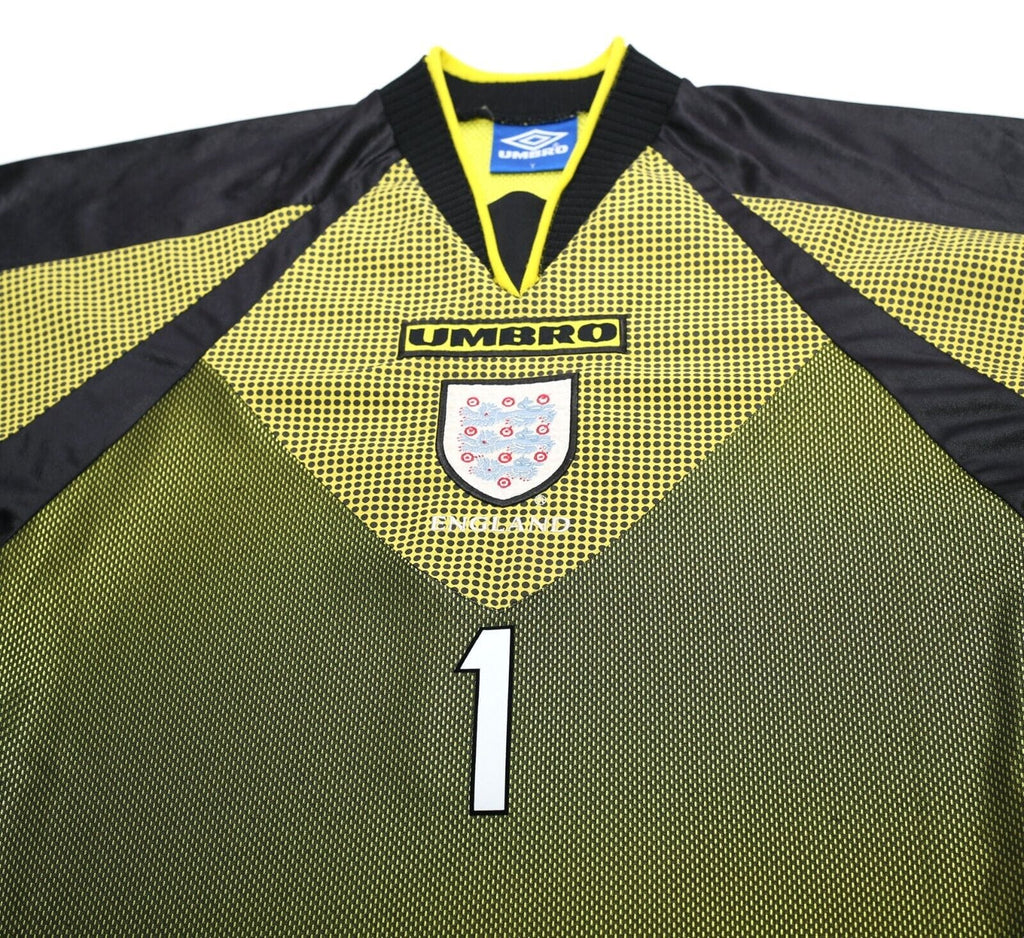 1998/99 SEAMAN #1 England Vintage Umbro GK Football Shirt (Y/S) World Cup 98