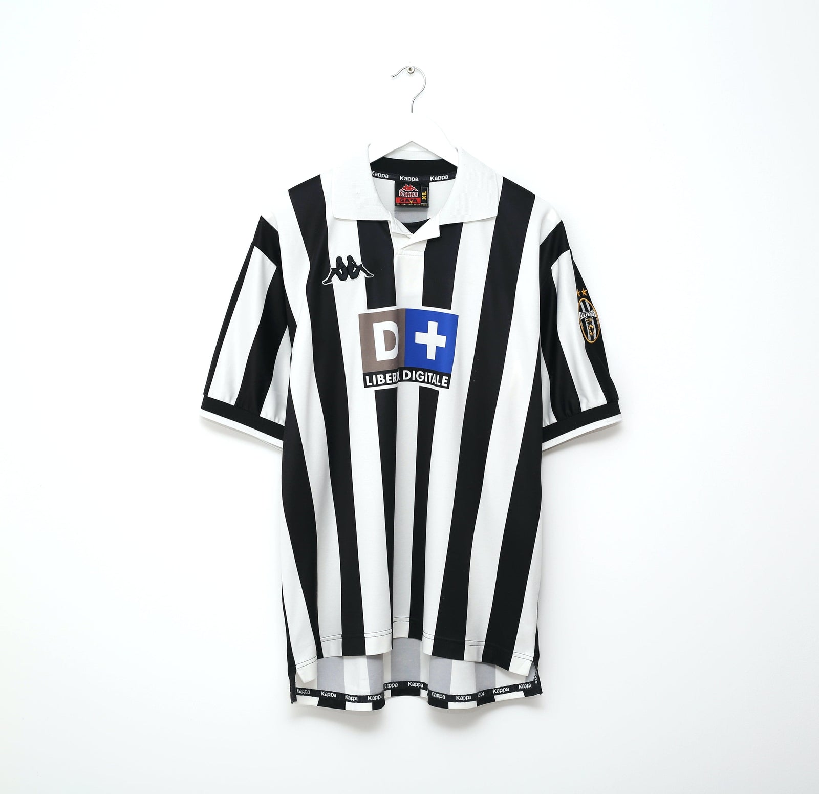 1998/99 ZIDANE #21 Juventus Vintage Kappa Home Football Shirt Jersey (XL)