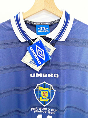 1998 COLLINS #11 Scotland World Cup 98 Vintage Umbro Home Football Shirt (XL)